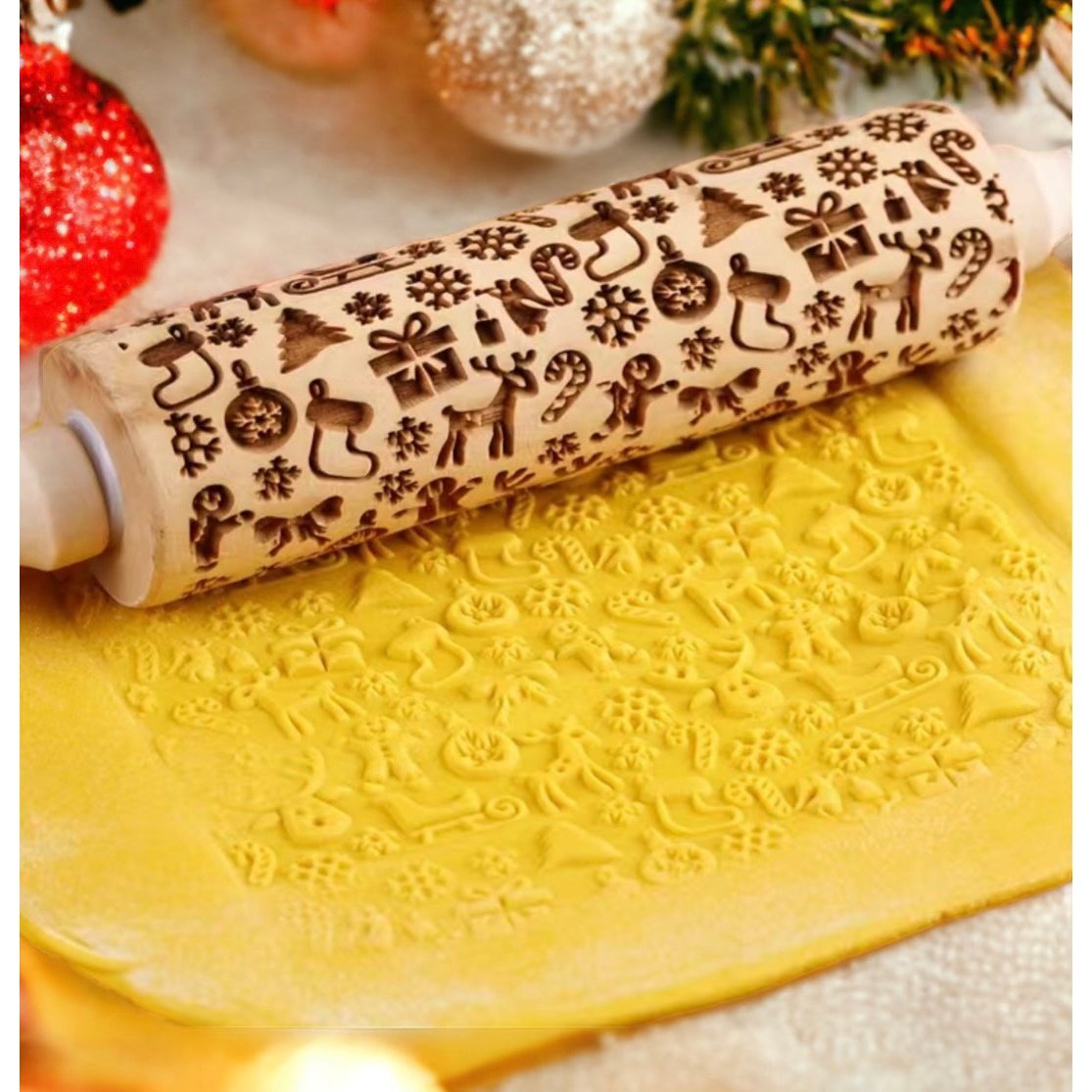 Christmas Embossing Rolling Pin