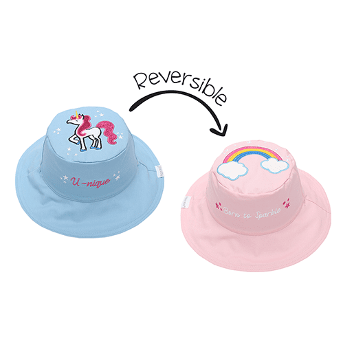 FlapJackKids Reversible Sun Hat - Rainbow & Unicorn