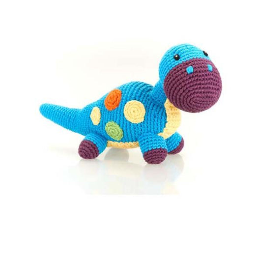 Pebblechild Dinosaur Rattle – Blue Dippi