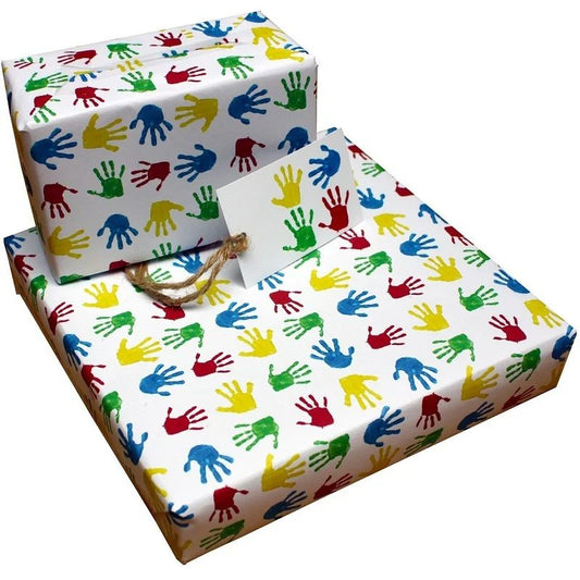 Re-wrapped Handprints Gift Wrap & Tag