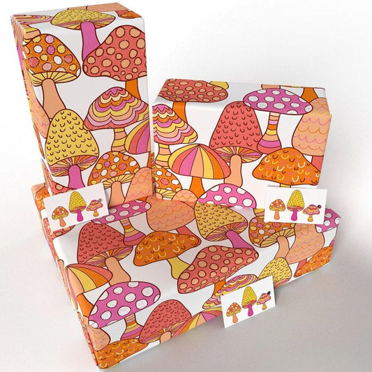Re-wrapped Marvellous Mushrooms Gift Wrap & Tag