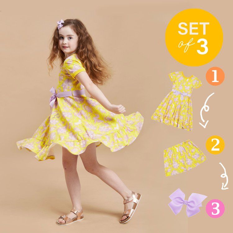 Twirly Skirts Lilac Flowers, Unicorn Powers Twirly Dress Set