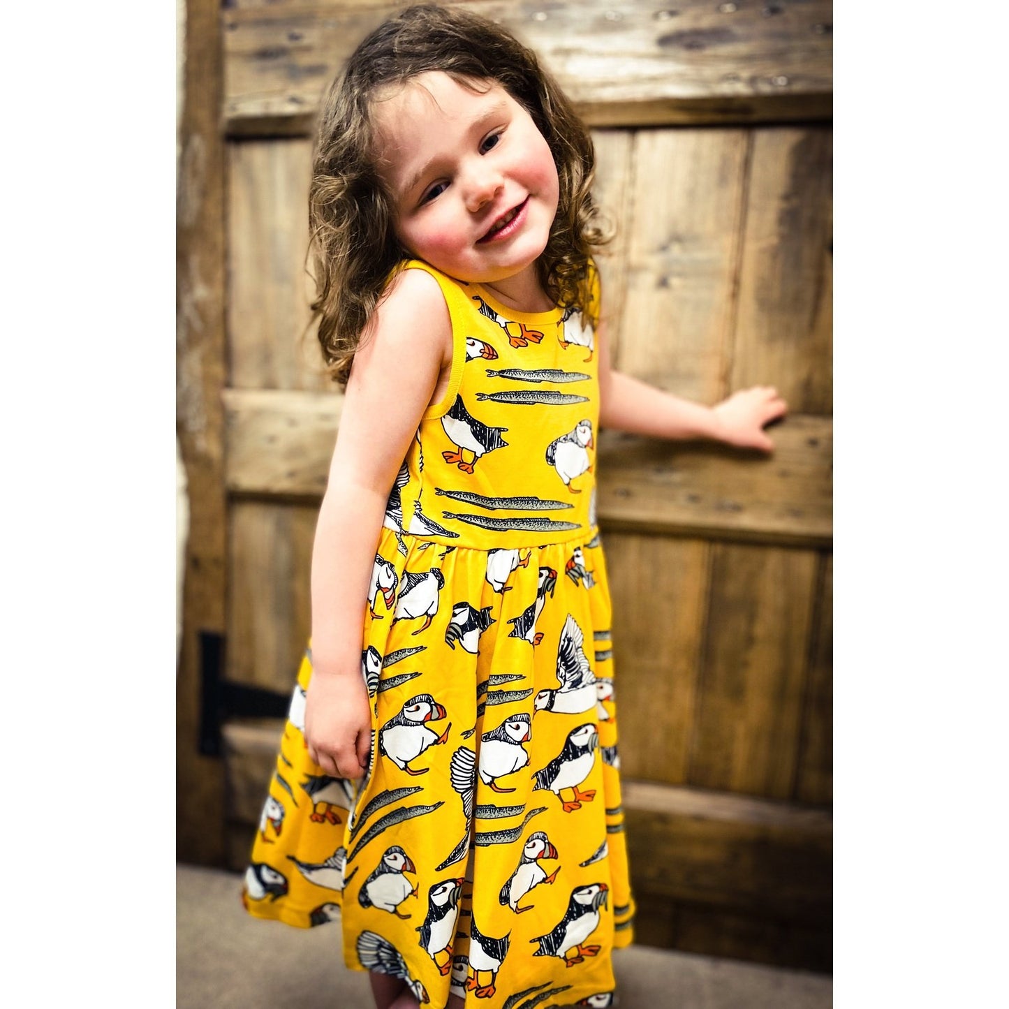 DUNS Puffin Yellow Gather Dress