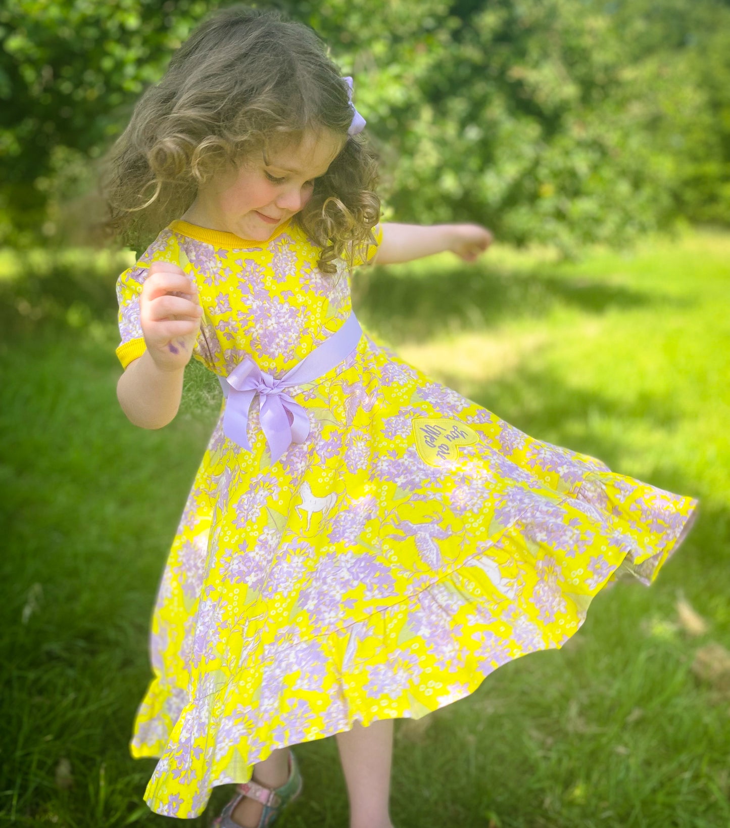 Twirly Skirts Lilac Flowers, Unicorn Powers Twirly Dress Set