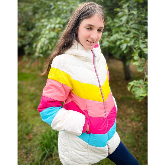 Hatley Retro Rainbow Stripes Puffer Jacket
