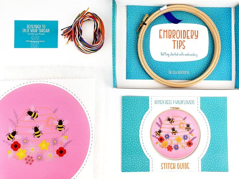 Oh Sew Bootiful Honey Bees and Wildflowers Embroidery Kit