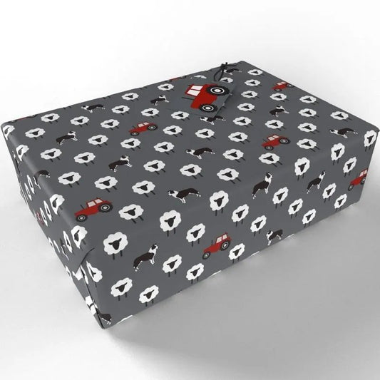 Re-wrapped New Ewe Grey Tractor Gift Wrap & Tag