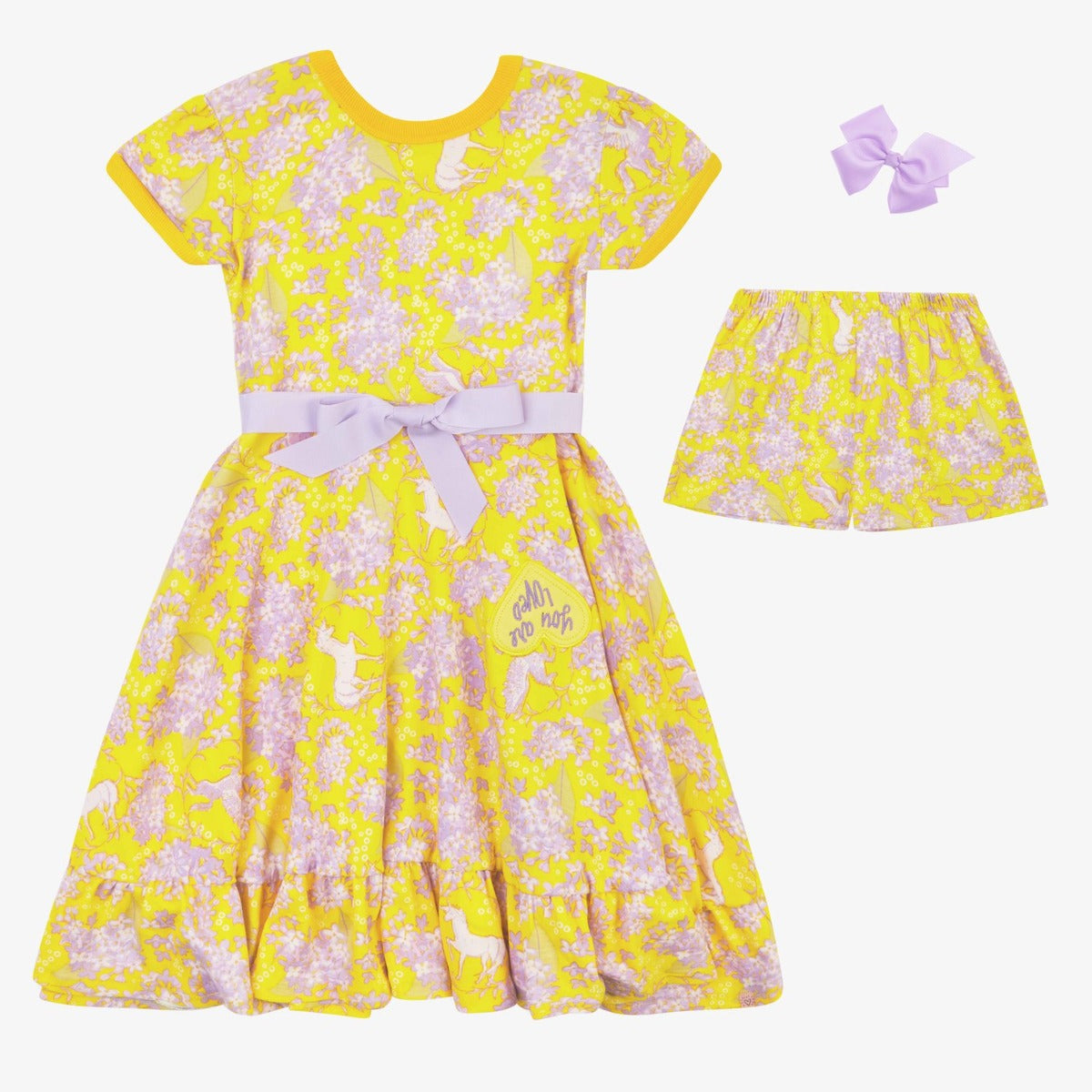 Twirly Skirts Lilac Flowers, Unicorn Powers Twirly Dress Set
