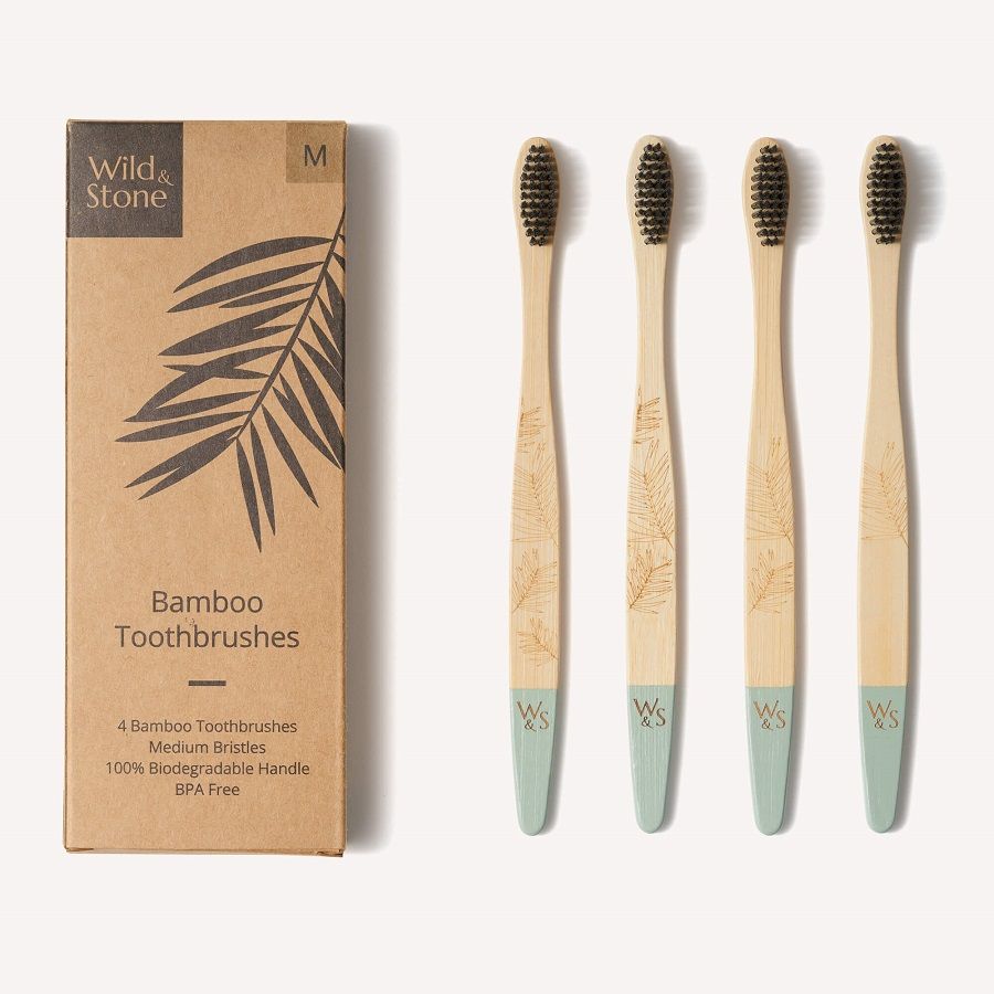 Wild & Stone Adult Bamboo Toothbrush - 4 Pack - Medium