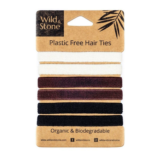 Wild & Stone Plastic Free Hair Ties - 6 Pack - Natural